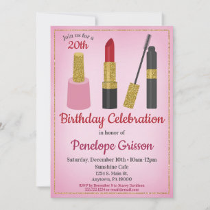 Makeup Cosmetic Birthday Beauty Spa Inbjudningar