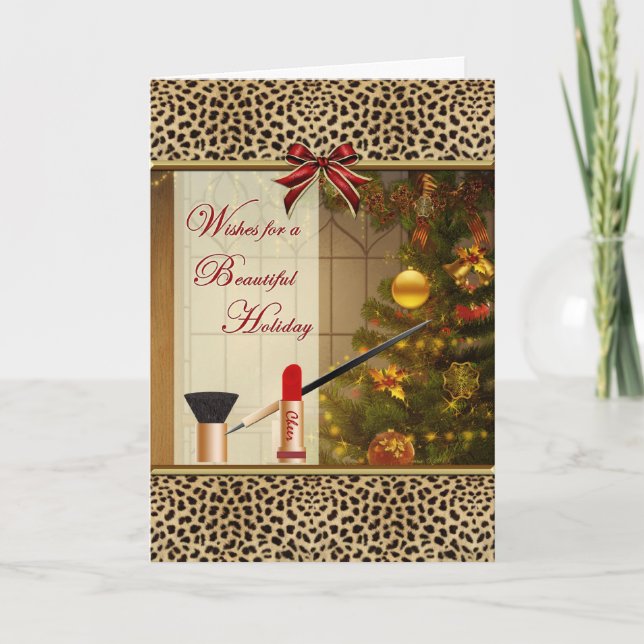 Makeup Cosmetics Glad helg Animal Print Card (Framsida)