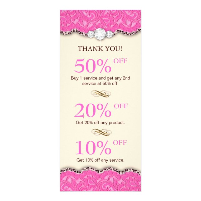 Makeup Coupons Jewelry Leopard Rosa Cream Reklamkort (Framsidan)
