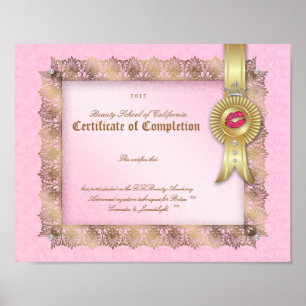 Makeup Diploma Certificate of Complete Rosa Guld Poster