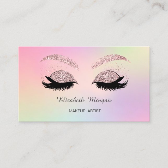 Makeup Elegant Glitter Faux Lash Holography Visitkort (Framsida)