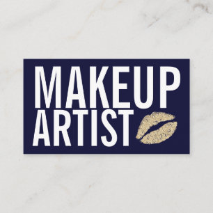 Makeup-Elegant Typografi Glottblått Glitter Läppar Visitkort