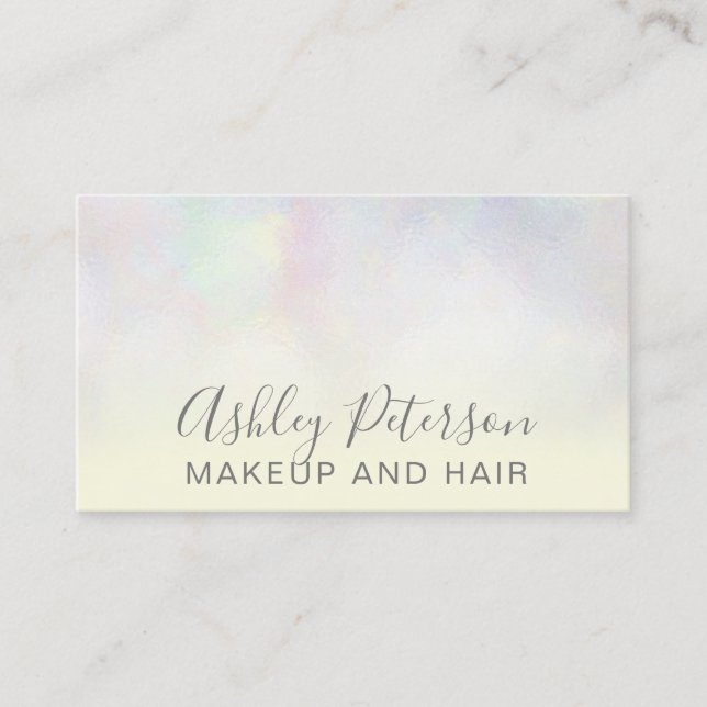 Makeup elegant typography gult pearl nacre visitkort (Framsida)