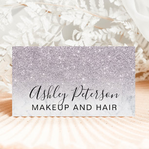 Makeup elegant typography marble lila glitter visitkort