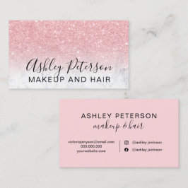 Makeup elegant typography marble rosa glitter visitkort