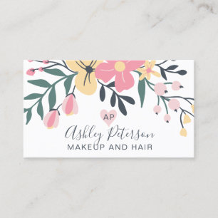 Makeup elegant typography pastel blommigt bouquet visitkort