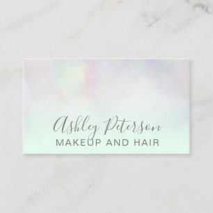 Makeup elegant typography pastel mint pearl nacre visitkort