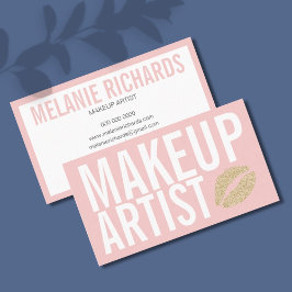 Makeup Elegant Typography Rosa Guld Glitter Läppar Visitkort