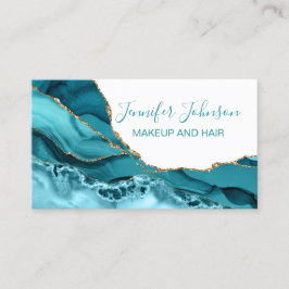 Makeup elegant typography teal agate visitkort