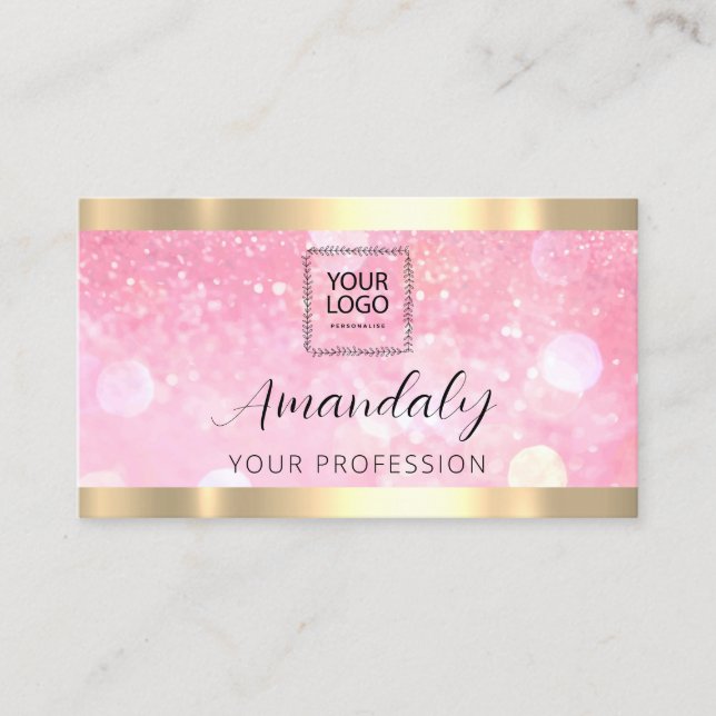 Makeup Esthetician Lash Nagel QR Code Logotyp Glit Visitkort (Framsida)