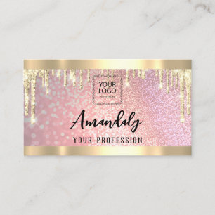 Makeup Esthetician Lash QR Logotyp Guld Drives Visitkort
