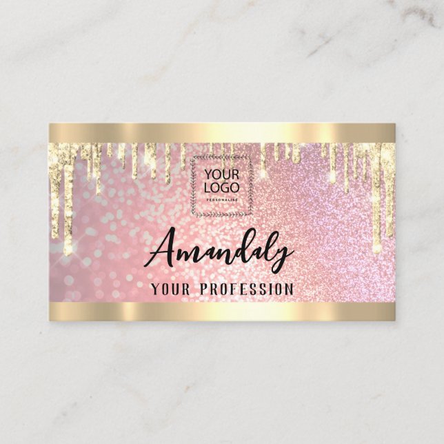 Makeup Esthetician Lash QR Logotyp Guld Drives Visitkort (Framsida)