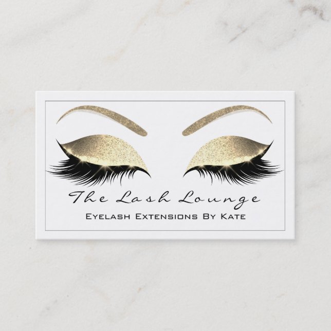 Makeup Eyebrow Beauty Lash Glitter Guld White1 Visitkort (Framsida)