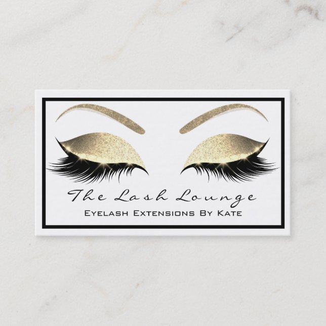 Makeup Eyebrow Beauty Lash Glitter Guld White2 Visitkort (Framsida)