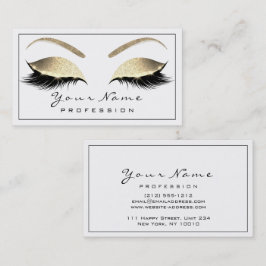 Makeup Eyebrow Beauty Lash Glitter Guld White Visitkort