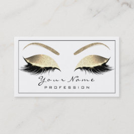 Makeup Eyebrow Beauty Lash Glitter Guld White Visitkort