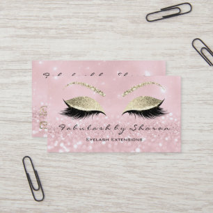 Makeup Eyebrow Lash Extension Glitter Guld Rosa Visitkort