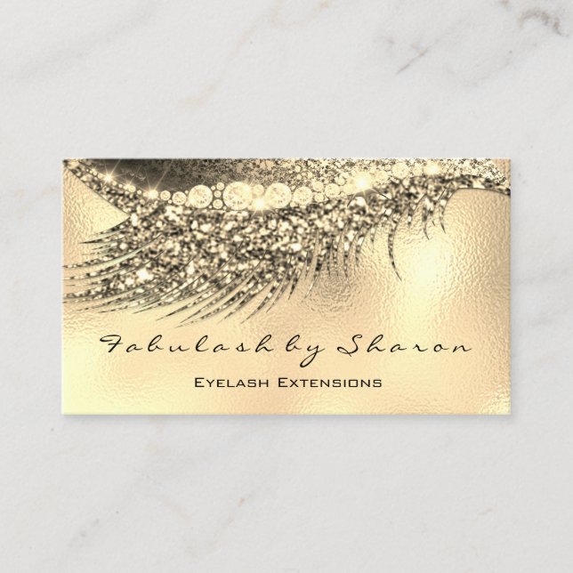 Makeup Eyebrow Lash Extension Glitter Lux Guld Visitkort (Framsida)