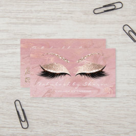 Makeup Eyebrow Lash Extension Glitter Marble Rosa Visitkort