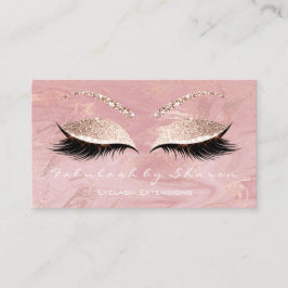 Makeup Eyebrow Lash Extension Glitter Marble Rosa Visitkort