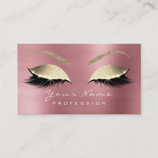 Makeup Eyebrow Lash Extension Glitter Ro Guld Visitkort (Framsida)