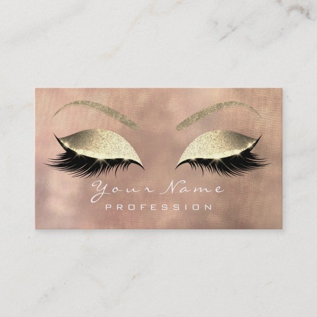 Makeup Eyebrow Lash Extension Glitter Ro Linen Visitkort (Framsida)