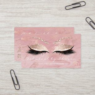 Makeup Eyebrow Lash Extension Marble Rosa Glitter Visitkort