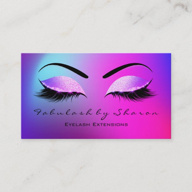 Makeup Eyebrow Lash Glitter Bright Miami Rosa Visitkort (Framsida)