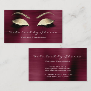 Makeup Eyebrow Lash Glitter Crystal Burgundy Lux Visitkort
