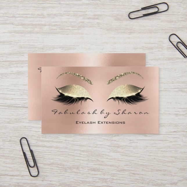 Makeup Eyebrow Lash Glitter Crystal Ro Guld Visitkort (Fram/Back In Situ)