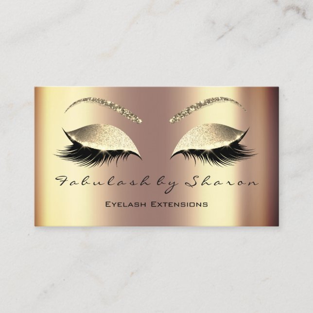Makeup Eyebrow Lash Glitter Crystal Sepia Guld Visitkort (Framsida)