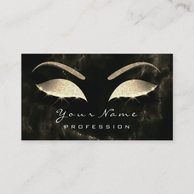 Makeup Eyebrow Lash Glitter Diamond Black Marble Visitkort (Framsida)