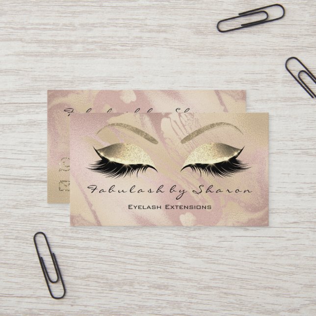 Makeup Eyebrow Lash Glitter Diamond  Marble Visitkort (Fram/Back In Situ)