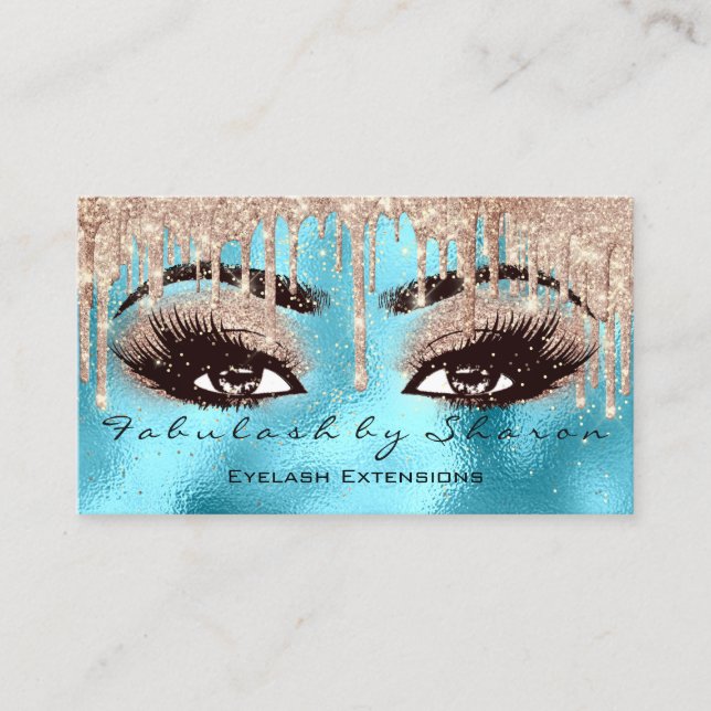 Makeup Eyebrow Lash Glitter Drift Blue VIP Ro Visitkort (Framsida)