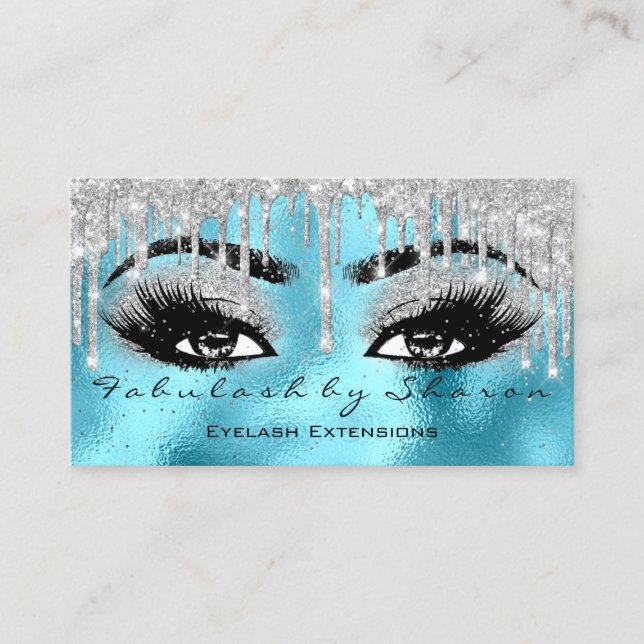 Makeup Eyebrow Lash Glitter Drift Blue VIP Silver Visitkort (Framsida)