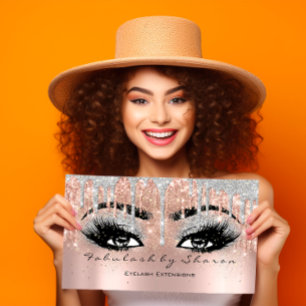 Makeup Eyebrow Lash Glitter Drip Grått Silver Skin Visitkort