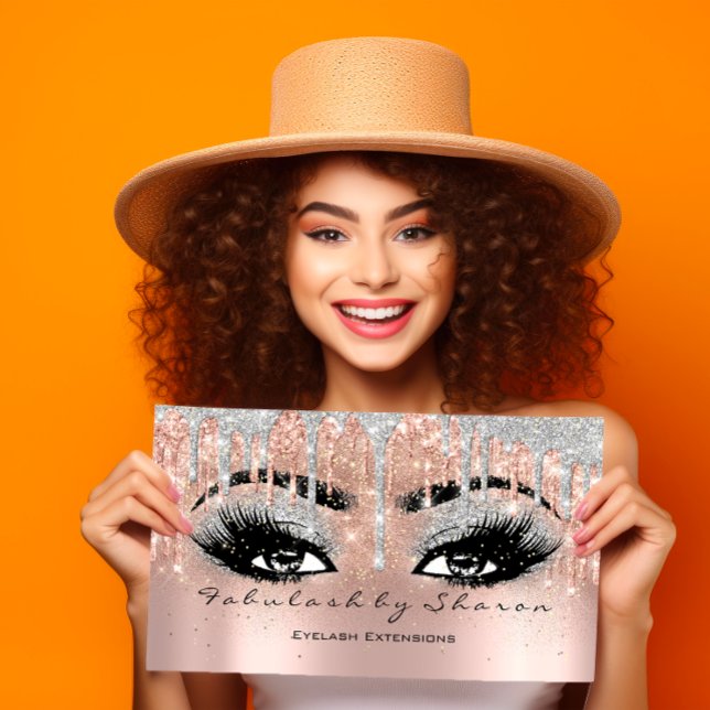 Makeup Eyebrow Lash Glitter Drip Grått Silver Skin Visitkort (Unlock the potential of your brand with the Makeup Eyebrow Lash Glitter Drip Gray Silver Skin )