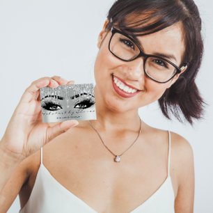 Makeup Eyebrow Lash Glitter Drip Grått Silver Spar Visitkort