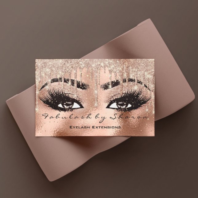 Makeup Eyebrow Lash Glitter Drip Qr Code Visitkort (Makeup Eyebrow Lashes Glitter Drip Qr Code Business Card)