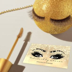 Makeup Eyebrow Lash Glitter Drip Spark Faux Guld Visitkort