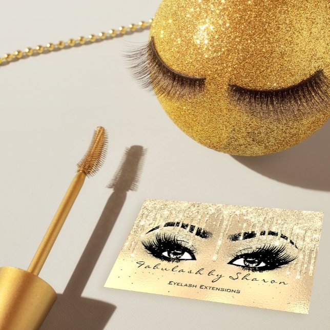 Makeup Eyebrow Lash Glitter Drip Spark Faux Guld Visitkort (Skapare uppladdad)