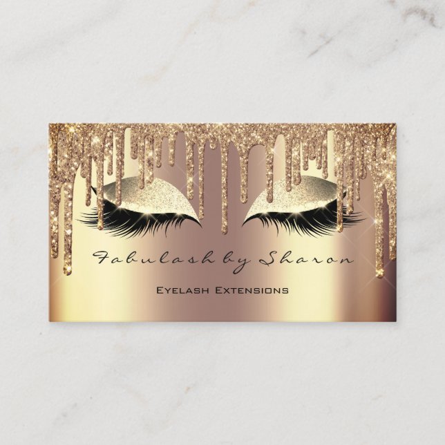 Makeup Eyebrow Lash Glitter Drives Sepia Guld Visitkort (Framsida)