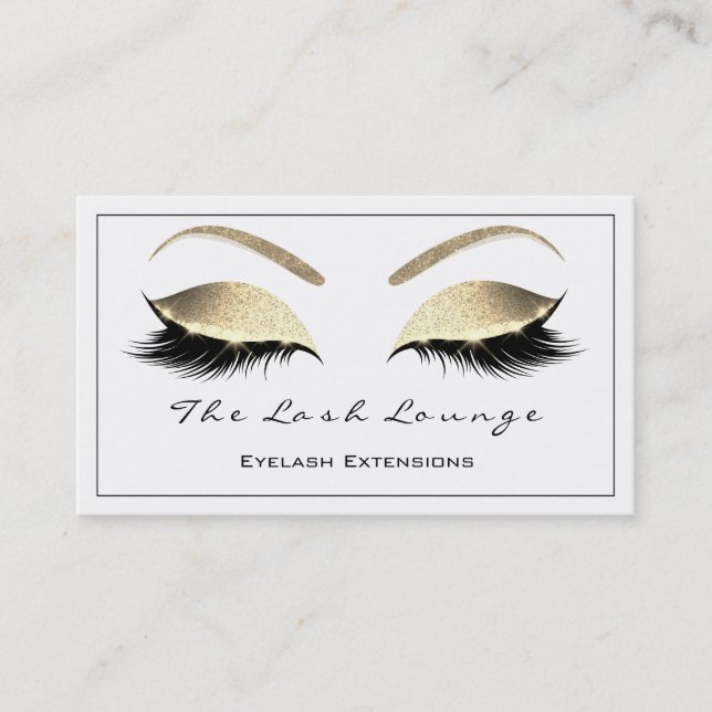 Makeup Eyebrow Lash Glitter Guld White Black2 Visitkort (Framsida)