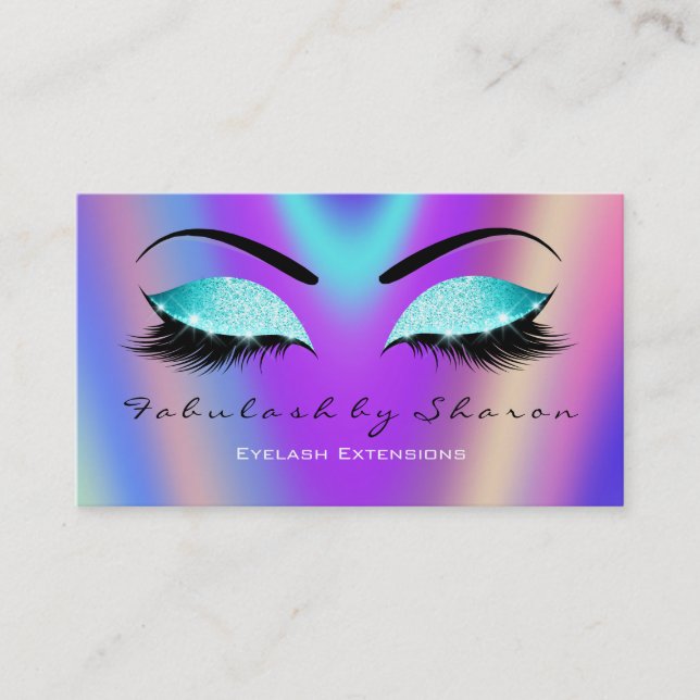 Makeup Eyebrow Lash Glitter Ombre Lila Visitkort (Framsida)