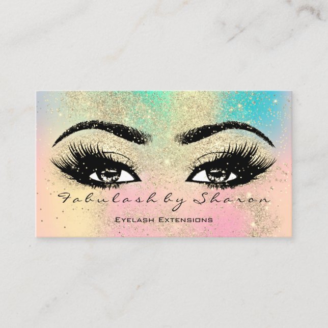 Makeup Eyebrow Lash Glitter Pastel Spark Esthetici Visitkort (Framsida)
