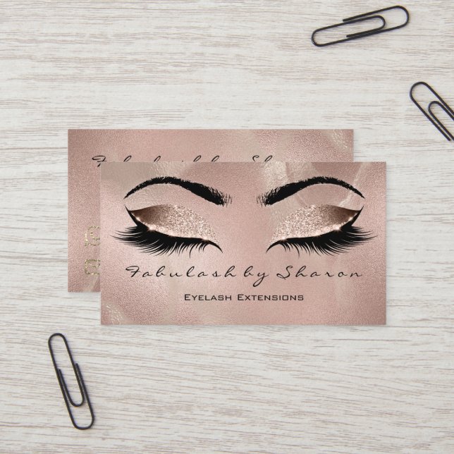 Makeup Eyebrow Lash Glitter Ro Guld Luxury Visitkort (Fram/Back In Situ)
