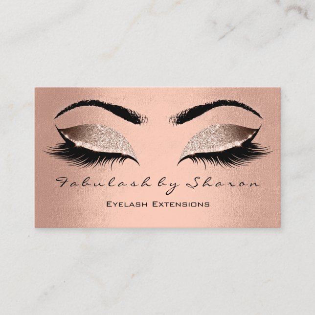 Makeup Eyebrow Lash Glitter Ro Guld  Visitkort (Framsida)