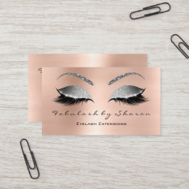 Makeup Eyebrow Lash Glitter Rosa Silver Grått Visitkort