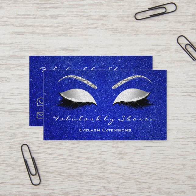 Makeup Eyebrow Lash Glitter Silver grått Blue Visitkort (Fram/Back In Situ)