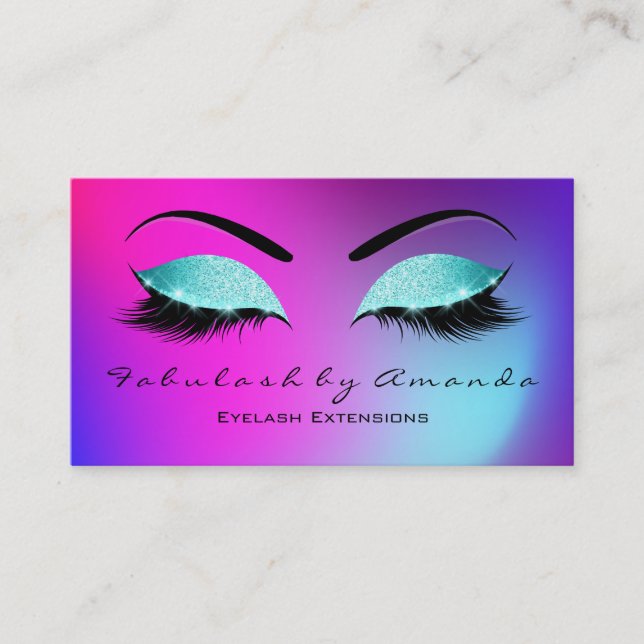 Makeup Eyebrow Lash Glitter Vivid Blue Rosa Visitkort (Framsida)